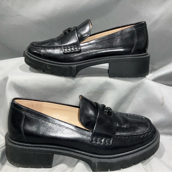 Coach Shoes - Coach Black Leather Platform Loafers FREE COA